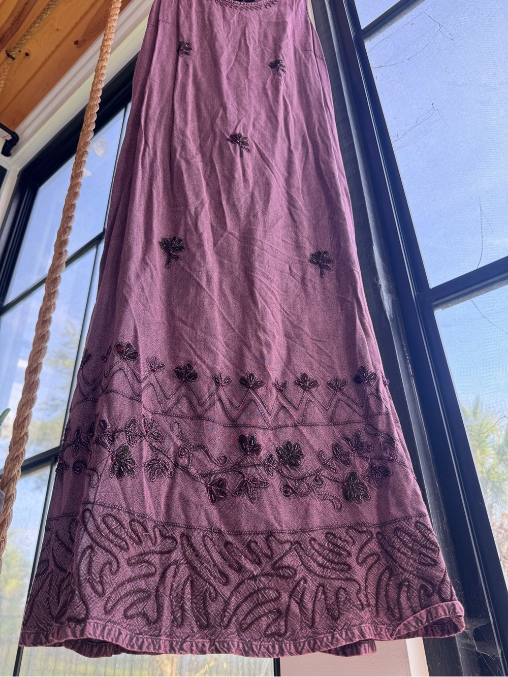 Women’s Embroidered Maxi Dress in Dusty Mauve